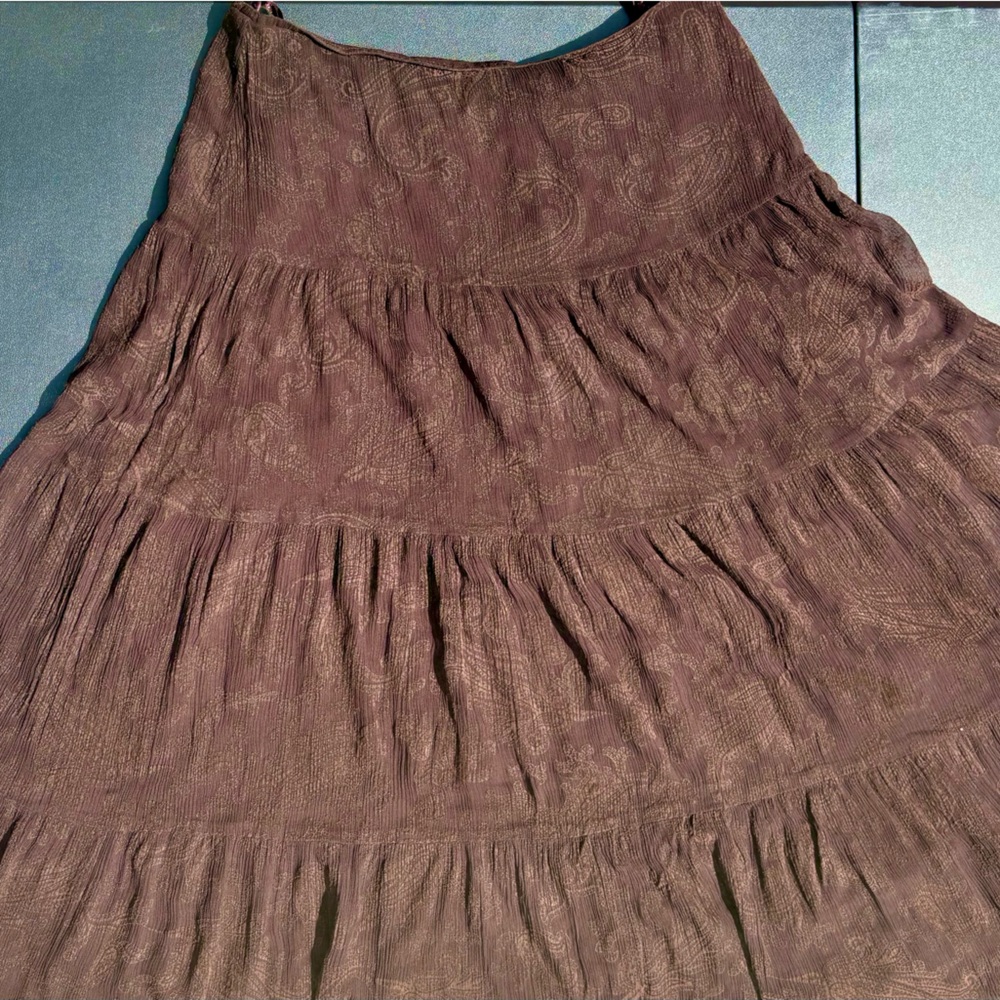 INC International Concepts Brown Tiered Paisley Skirt